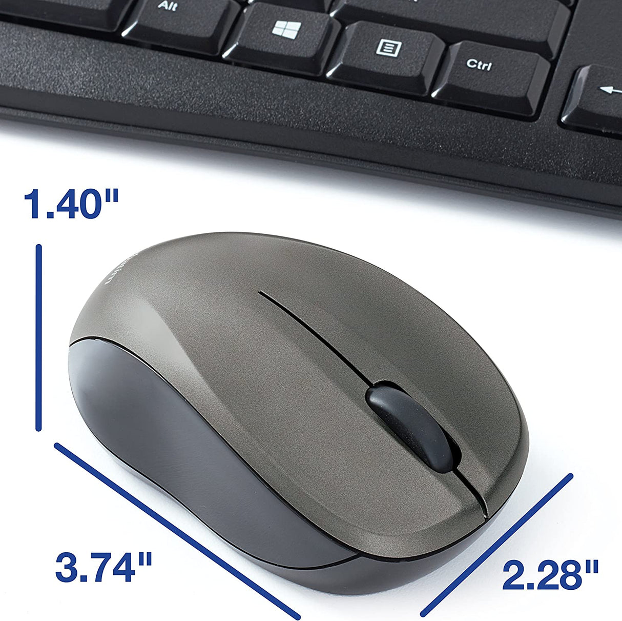 Vertiv Verbatim Wireless Silent Mouse &amp; Keyboard Combo - 2.4GHz with Nano Receiver - Ergonomic, Noiseless, and Silent for Mac and Windows - Graphite (99779)