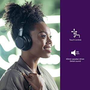 Philips H9505 Hybrid Active Noise Canceling (ANC) Over Ear Wireless Bluetooth Pro-Performance Headphones with Multipoint Bluetooth Connection Black One-Size ANC Pro w/ Integrated Assistant