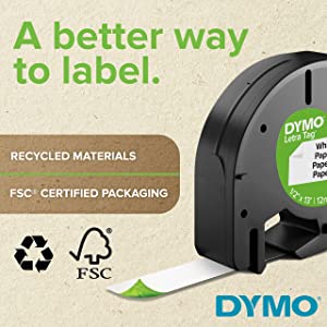 DYMO LetraTag Labeling Tape for LetraTag Label Makers, Black print on Red Plastic tape, 1/2'' W x 13' L, 1 roll (91333)