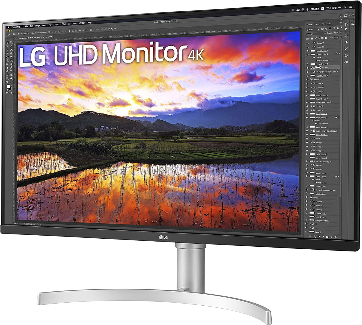LG 32UN650-W 31.5 Inch UHD (3840 x 2160) IPS Ultrafine Display with HDR10 Compatibility, DCI-P3 95% Color Gamut, AMD FreeSync, and 3-Side Virtually Borderless Height Adjustable Stand, Silve/White
