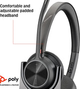 Poly - Voyager 4320 UC Wireless Headset + Charge Stand (Plantronics) - Headphones with Boom Mic - Connect to PC/Mac via USB-A Bluetooth Adapter, Cell Phone via Bluetooth - Works with Teams, Zoom &amp;More Headset + Charge Stand USB-A
