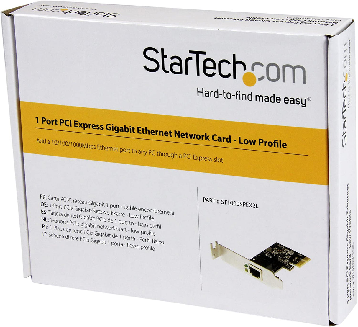 StarTech.com 1 Port PCIe Network Card - Low Profile - RJ45 Port - Realtek RTL8111H Chipset - Ethernet Network Card - NIC Server Adapter Network Card (ST1000SPEX2L) 1.9" x 0.7" x 2.8" PCI Express