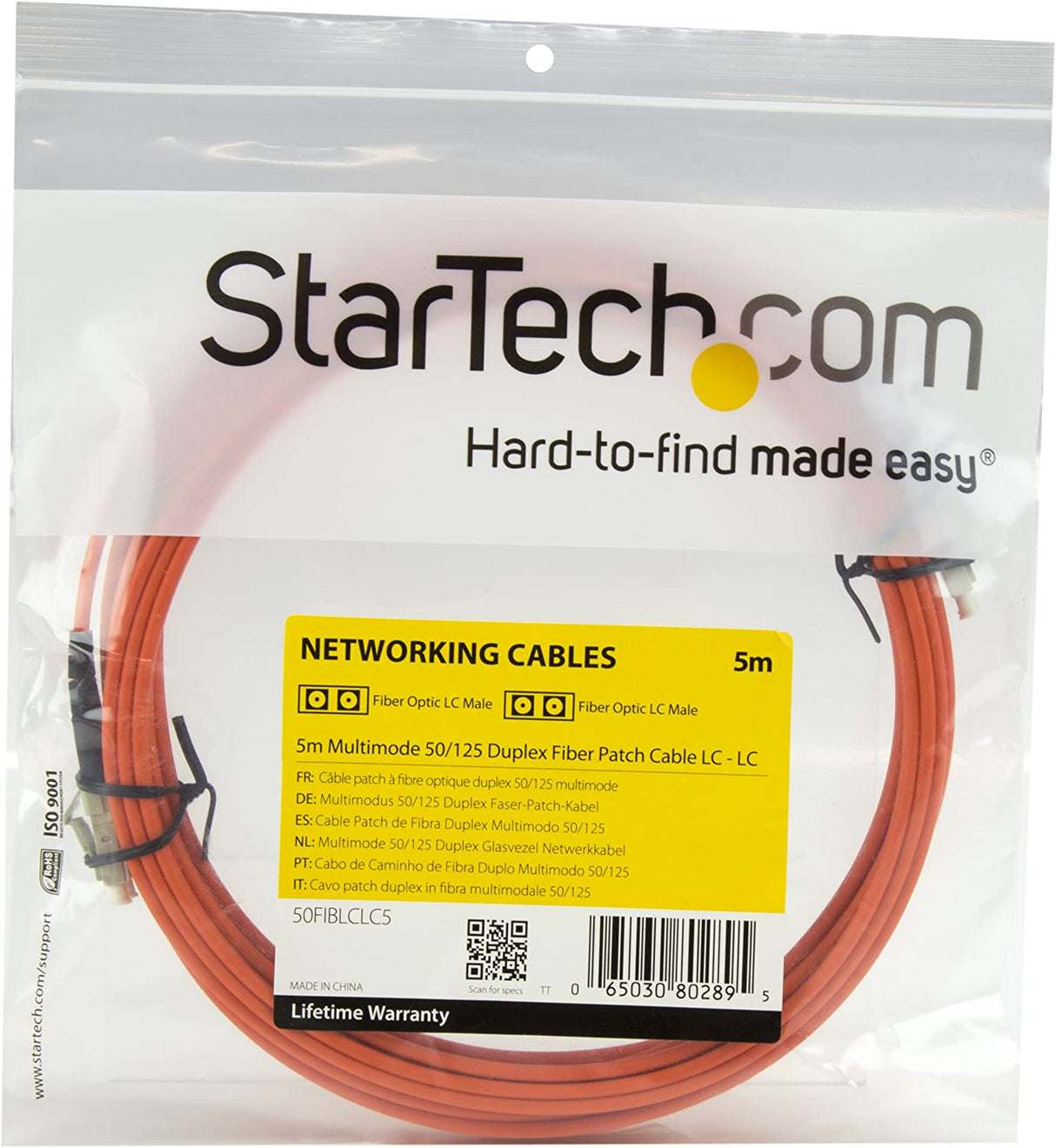StarTech.com 5m Fiber Optic Cable - Multimode Duplex 62.5/125 - LSZH - LC/LC - OM1 - LC to LC Fiber Patch Cable (FIBLCLC5) Orange 16 ft / 5 m LC to LC Multimode Duplex 62.5/125