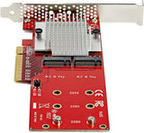 StarTech.com Dual M.2 PCIe SSD Adapter Card - x8 / x16 Dual NVMe or AHCI M.2 SSD to PCI Express 3.0 - M.2 NGFF PCIe (M-Key) Compatible - Supports 2242, 2260, 2280 - JBOD - Mac &amp; PC (PEX8M2E2) 2x M.2 NVMe