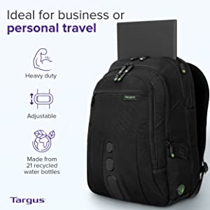Targus Travel Laptop Backpack for 17 inch Laptops, TSA Checkpoint-Friendly Carry On Travel Backpack for Women Men Business/College Laptop Bag for Work School Travel, Black (TBB019US)