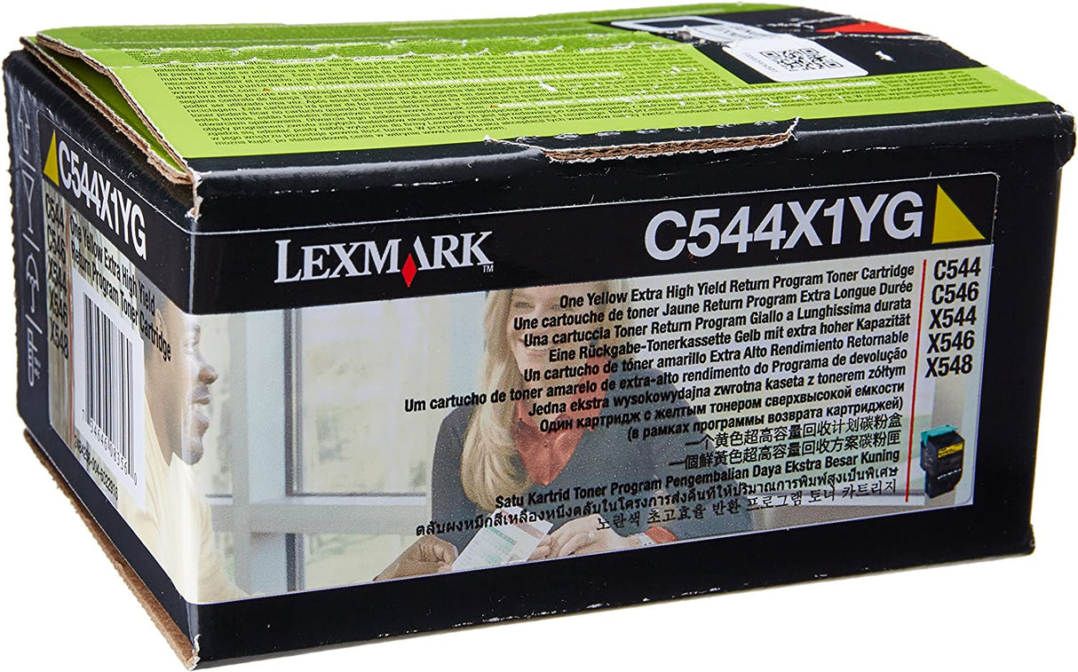 Lexmark C544X1YG C544 C546 X544 X546 X548 Toner Cartridge (Yellow) in Retail Packaging