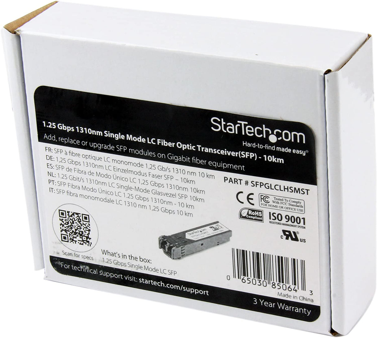 StarTech.com Cisco GLC-LH-SM Compatible SFP Module - 1000BASE-LX/LH - 1GE Gigabit Ethernet SFP - LC 20km - 1310nm - Cisco IE3400, IE3300, IE3200 (SFPGLCLHSMST) GLC-LH-SM Single
