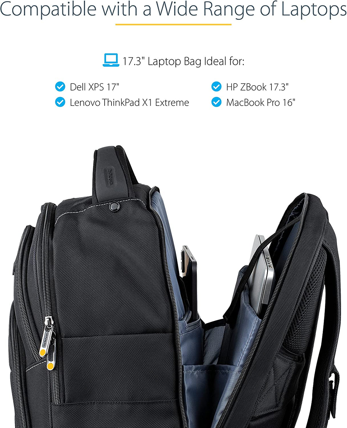 StarTech.com 17.3" Laptop Backpack with Removable Accessory Case - Professional IT Tech Backpack for Work/Travel/Commute - Durable Ergonomic Computer Bag - Nylon - Notebook/Tablet Pockets (NTBKBAG173)