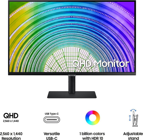 SAMSUNG 32-Inch Viewfinity QHD Computer Monitor, 75Hz, HDMI, USB-C, HDR10, Vertical Monitor, AMD Freesync, TUV-Certified Intelligent Eye Care, Daisy Chain Technology, S60UA (LS32A600UUNXGO)