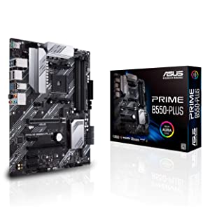 ASUS Prime B550-PLUS AMD AM4 Zen 3 Ryzen 5000 &amp; 3rd Gen Ryzen ATX Motherboard (PCIe 4.0, ECC Memory, 1Gb LAN, HDMI 2.1, DisPlayPort 1.2 (4K@60HZ), Addressable Gen 2 RGB Header and Aura Sync)