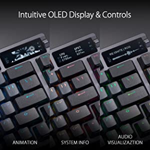 ASUS ROG Azoth 75% Wireless DIY Custom Gaming Keyboard, OLED Display, Three-Layer Dampening, Hot-Swappable ROG NX Red Switches &amp; Keyboard Stabilizers, ABS Keycaps, RGB-Black
