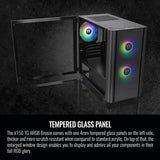 Thermaltake V150 TG Breeze ARGB Motherboard Sync mATX Computer Case with 3x120mm 5V ARGB Fan Pre-Installed, Tempered Glass Side Panel, Ventilated Front Mesh Panel, CA-1R1-00S1WN-02, Black V150 Black