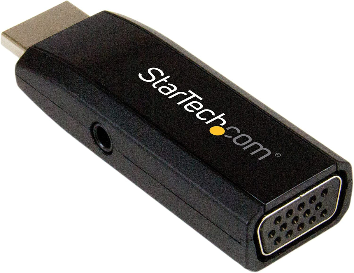 StarTech.com HDMI to VGA Adapter - Aux Audio Output - Compact - 1920x1200 - HDMI to VGA (HD2VGAMICRA) Black With 3.5mm Audio Black