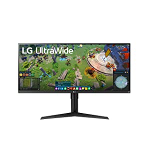 LG 34WP65G-B UltraWide Monitor 34" 21:9 FHD (2560 x 1080) IPS Display, VESA DisplayHDR 400, AMD FreeSync, Height and tilt Adjustable Stand - Black 34 Inches