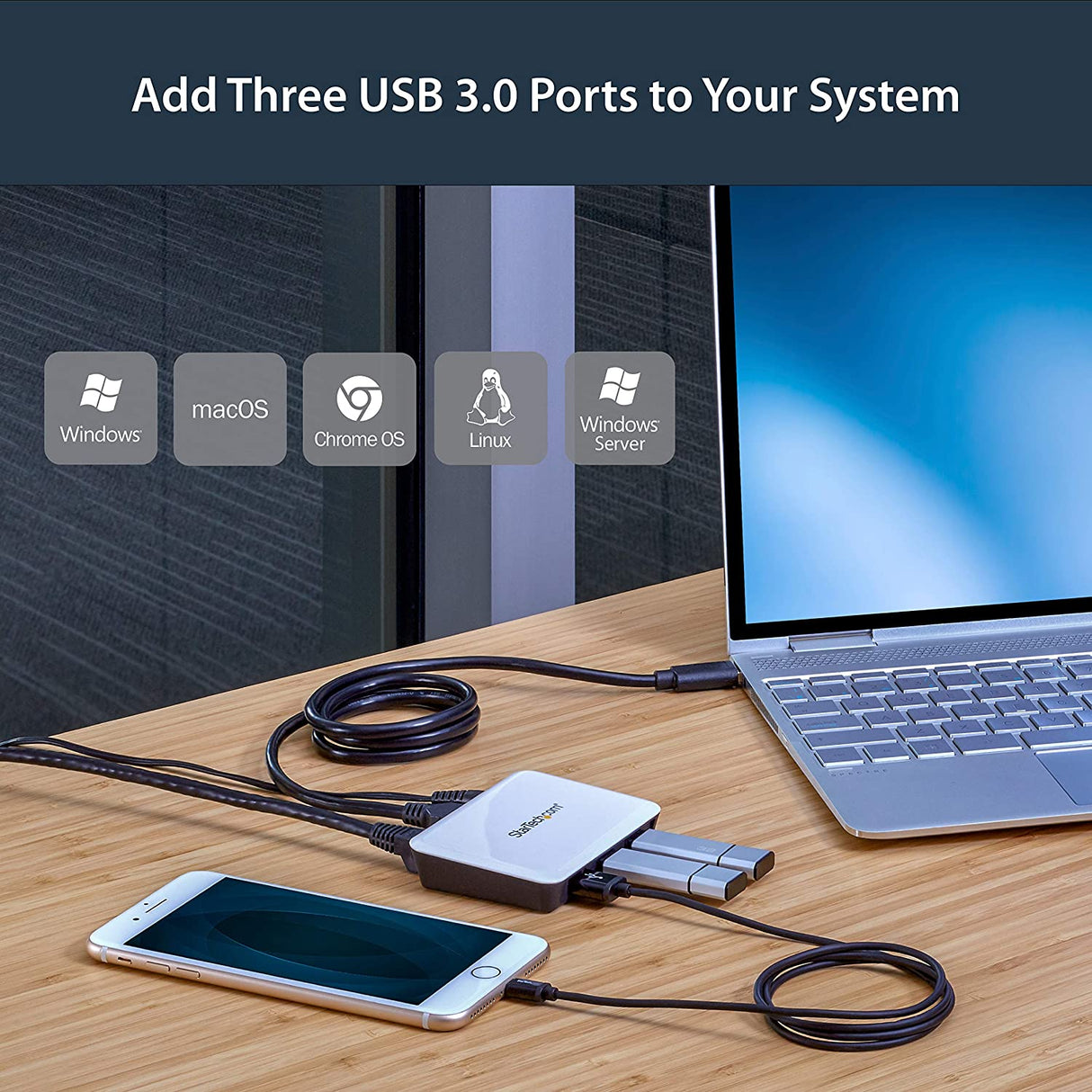 StarTech.com USB 3.0 to Gigabit Ethernet NIC Network Adapter with 3 Port Hub - White - USB 3 Ethernet Adapter - USB Charging Hub (ST3300U3S) White w/ 3 USB Ports