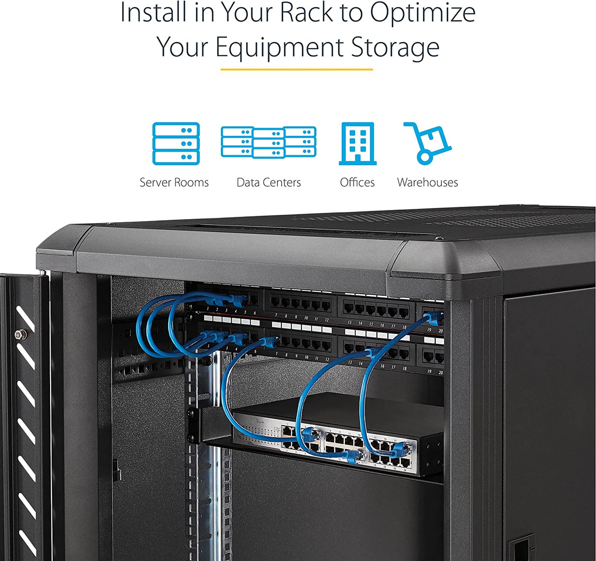 StarTech.com 2U Server Rack Shelf - Universal Rack Mount Cantilever Shelf for 19" Network Equipment Rack &amp; Cabinet - Heavy Duty Steel – Weight Capacity 44lb/20kg - 16" Deep Tray, Black (CABSHELF) 16" Depth 2U