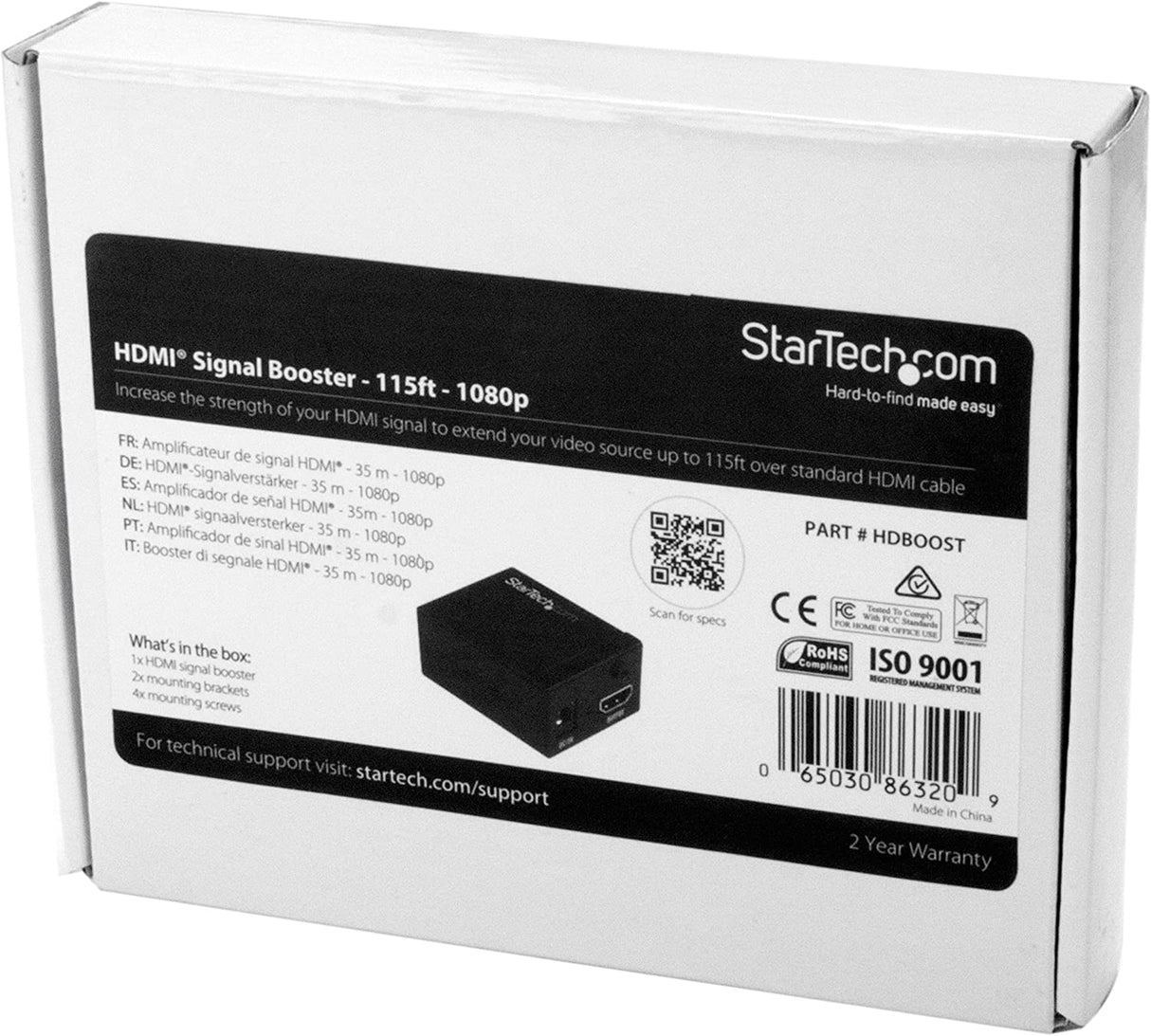 StarTech.com 115 ft/35 m HDMI Signal Booster - 1080p Signal Repeater - HDMI Inline Amplifier &amp; Extender - 7.1 Audio Support (HDBOOST)