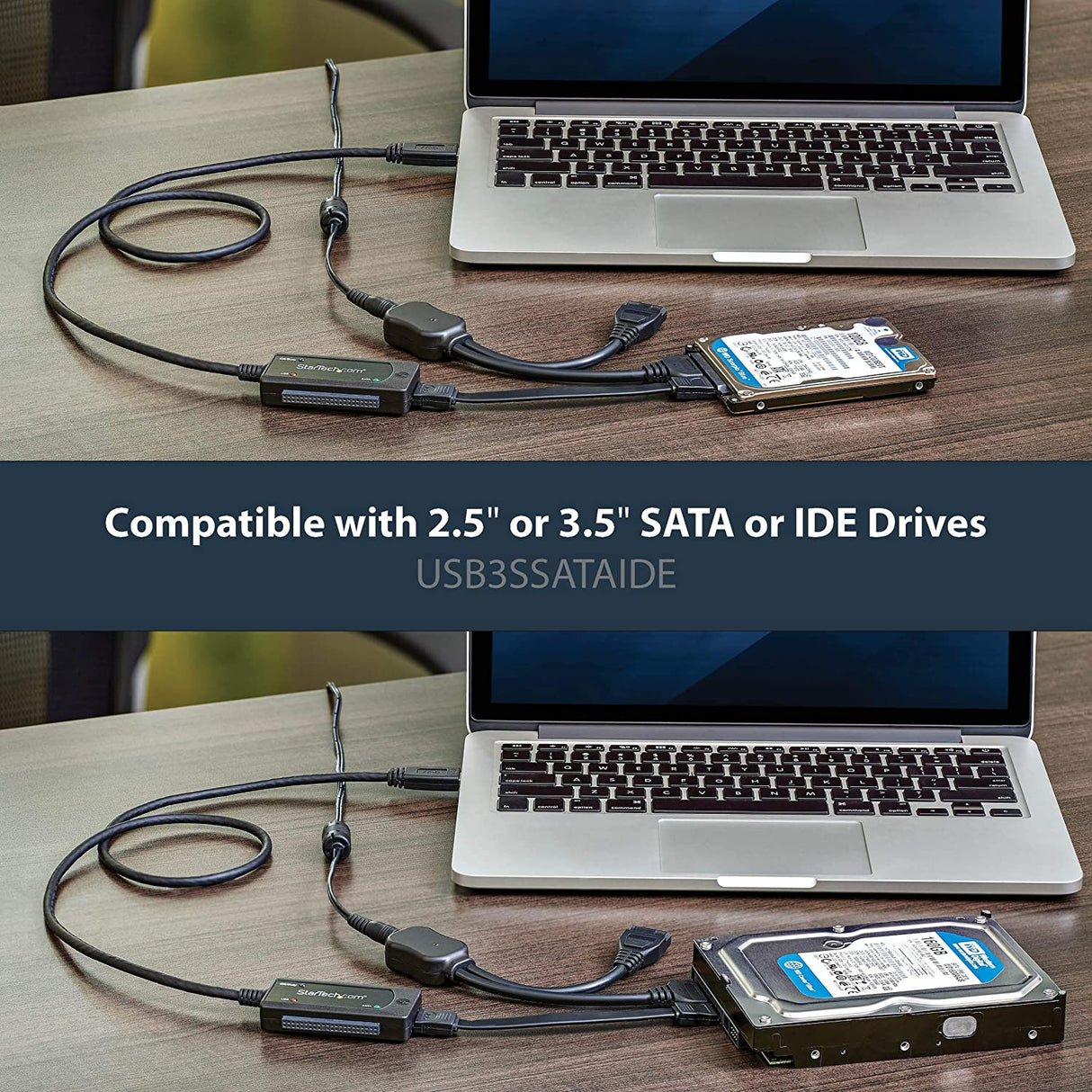 StarTech.com USB 2.0 to IDE SATA Adapter - 2.5 / 3.5 SSD / HDD - USB to  IDE & SATA Converter Cable - USB Hard Drive Adapter (USB2SATAIDE),Black