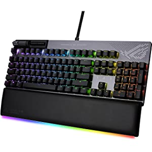 ASUS ROG Strix Flare II Animate 100% RGB Gaming Keyboard - Hot-swappable, ROG NX Brown Tactile Switches, Customizable LED Display, PBT Keycaps, Acoustic Dampening Foam, Media Controls, Wrist Rest