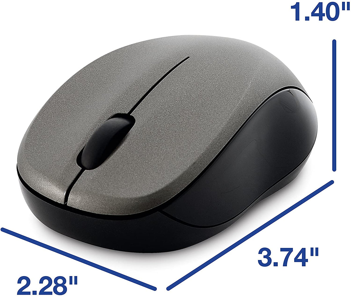 Verbatim Wireless Silent Mouse 2.4GHz with Nano Receiver - Ergonomic, Blue LED, Noiseless and Silent Click for Mac and Windows - Graphite, 1.4" x 2.3" x 3.7"