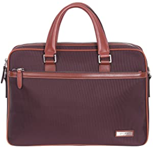 Ginoferrari Medium 14 Inch Womens Leather Trim Laptop Pilot Case with Padded Notebook/Ultrabook Compartment (Tunis GFC016)