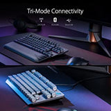 ASUS ROG Strix Scope RX TKL Wireless Deluxe, 80% Gaming Keyboard, Tri-Mode connectivity (2.4GHz RF, Bluetooth, Wired), ROG RX Blue Optical Mechanical Switches, PBT Keycaps, RGB, Wrist Rest, Black