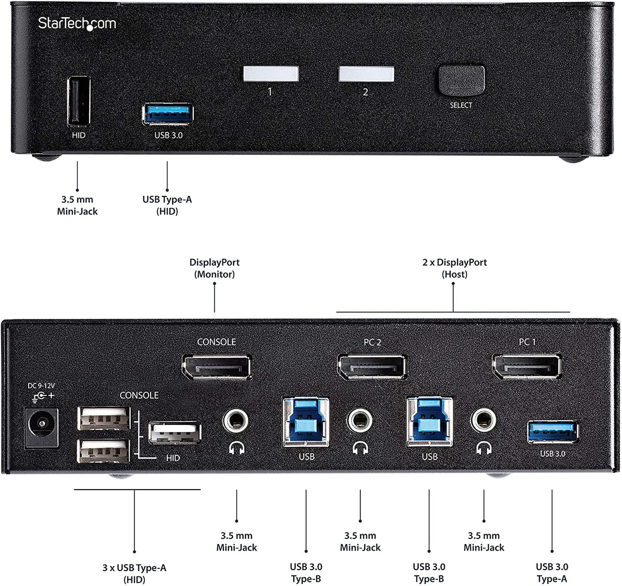 StarTech.com 2 Port DisplayPort KVM Switch - 4K 60Hz - Single Display - Dual Port UHD DP 1.2 USB KVM Switch with Integrated USB 3.0 Hub &amp; Audio - Dell HP Apple Lenovo - TAA Compliant (SV231DPU34K)
