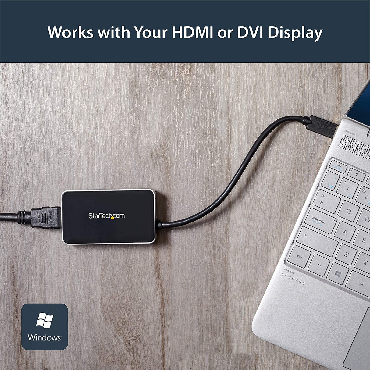 StarTech.com USB 3.0 to HDMI &amp; DVI Adapter with 1x USB Port - External Video &amp; Graphics Card Adapter - Dual Monitor Hub - Supports Windows (USB32HDEH), Black 1x USB-A 3.0 | HDMI