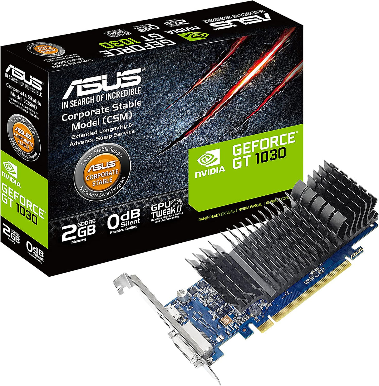 ASUS GeForce GT 1030 2GB GDDR5 HDMI DVI Graphics Card (GT1030-2G-CSM) Graphic Card