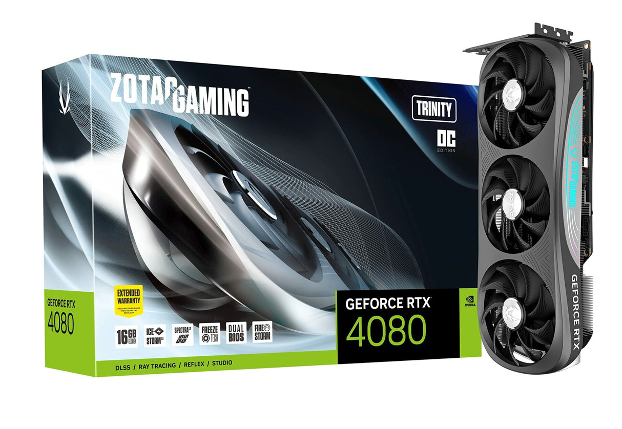 ZOTAC Gaming GeForce RTX 4080 16GB Trinity OC 16GB GDDR6X 256-bit 22.4 Gbps PCIE 4.0 Gaming Graphics Card, IceStorm 2.0 Advanced Cooling, Spectra 2.0 RGB Lighting, ZT-D40810J-10P