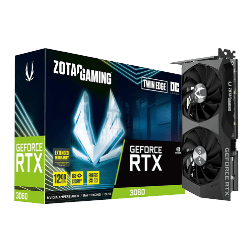 ZOTAC Gaming GeForce RTX 3060 Twin Edge OC 12GB GDDR6 192-bit 15 Gbps PCIE 4.0 Gaming Graphics Card, IceStorm 2.0 Cooling, Active Fan Control, Freeze Fan Stop ZT-A30600H-10M RTX 3060 OC