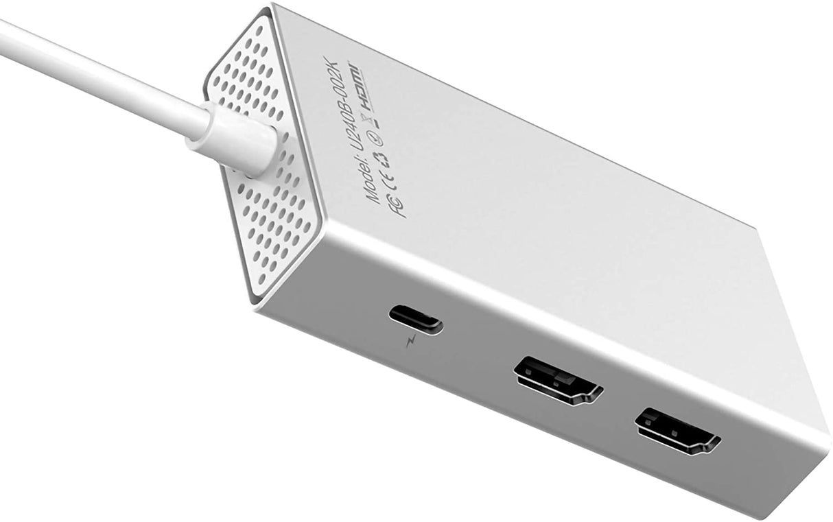 Accell Air USB C 4K InstantView Hub Dual Display HDMI - 3 x USB-A 3.1 (10Gbps), 2 x HDMI, 87W Power Delivery Type-C, Silver (U240B-002K) - Dealtargets.com