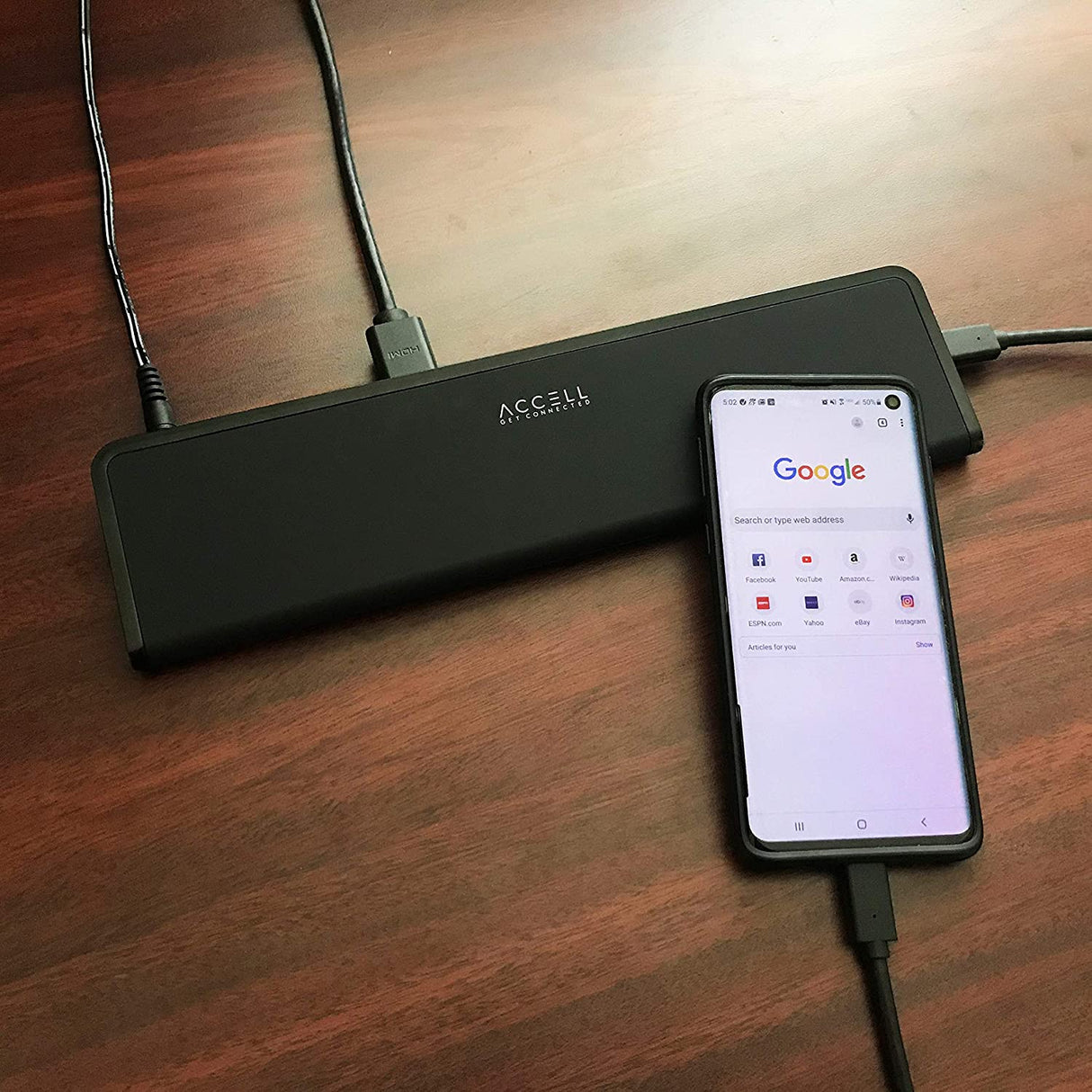Accell InstantView USB-C 4K Docking Station - 2 HDMI, 3x USB-A 3.1, Ethernet, Audio Ports Compatible with PC, macOS, Android, Chromebook, (K31G2-001B) - Dealtargets.com