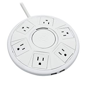Accell Power Air - Surge Protector and USB Charging Station - White, 6 ft (1.8 m), (Model: D080B-048F) White Power Air - Dealtargets.com