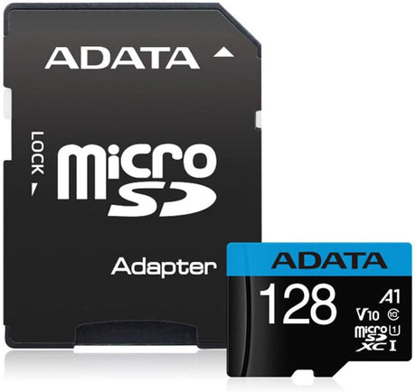 ADATA AUSDX128GUICL10A1-RA1 ADATA 128GB Premier microSDXC UHS-I/Class 10 V10 A1 Memory Card with SD Adapter - Dealtargets.com