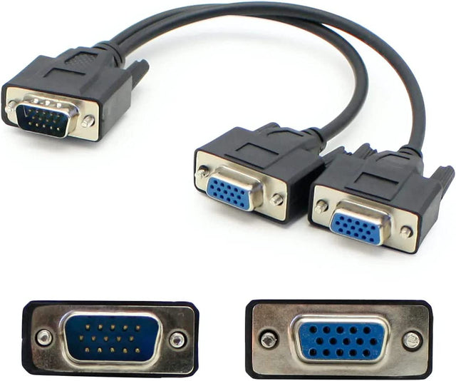 Addon networking AddOn VGASPLMFF VGA Splitter Audio Video Cable with Connector Black - Dealtargets.com