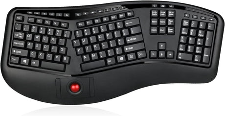 Adesso Adseeo Tru-for 3500 2.4GHz Wireless Ergonomic Trackball Keyboard for Win 8/7/Vista/XP (WKB-3500UB), Black - Dealtargets.com