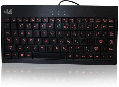 Adesso AKB-110EB - SlimTouch 110 3-Color Illuminated Mini Keyboard, 12 inches, Black - Dealtargets.com