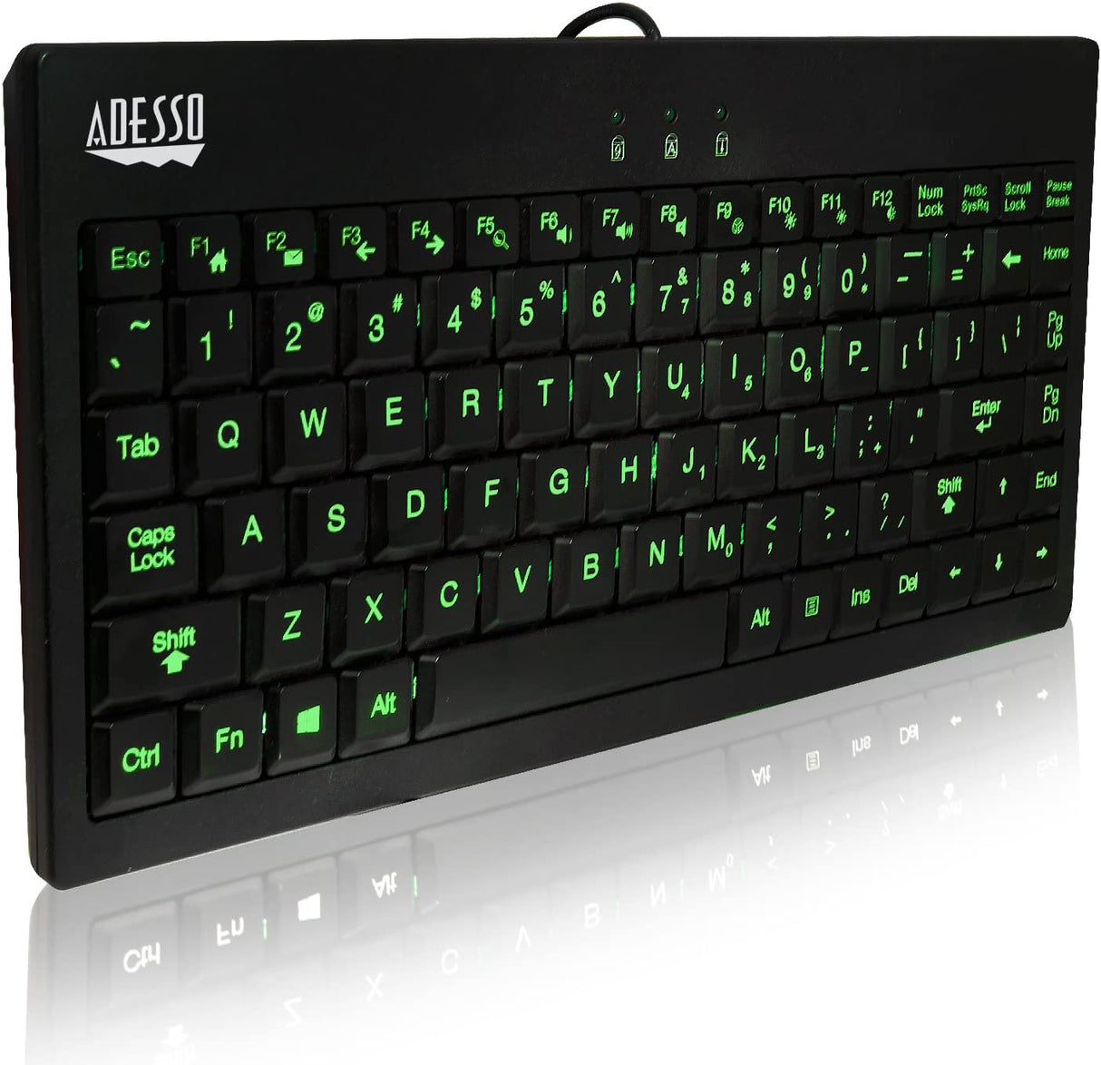 Adesso AKB-110EB - SlimTouch 110 3-Color Illuminated Mini Keyboard, 12 inches, Black - Dealtargets.com