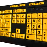 Adesso AKB-132UY - Luminous 4 X Large Print Multimedia Desktop USB Keyboard, Black Yellow - Dealtargets.com