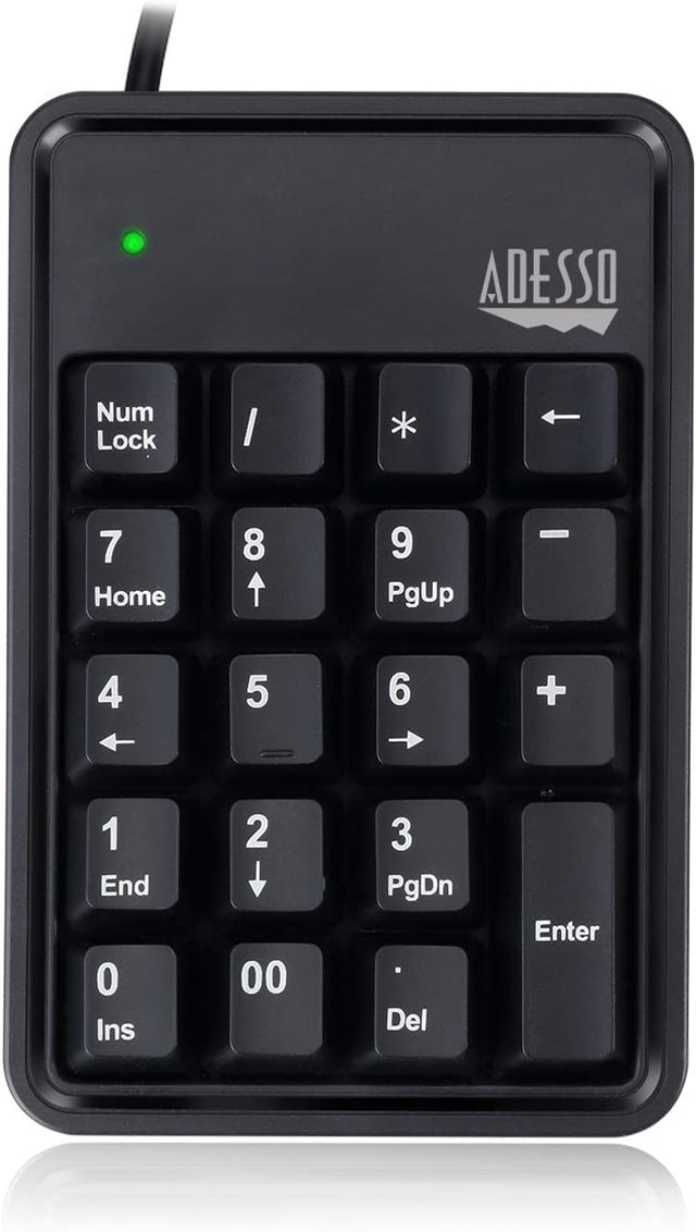Adesso AKB-600HB 19-Key Mechanical Keypad with 3-Port USB Hub - Dealtargets.com