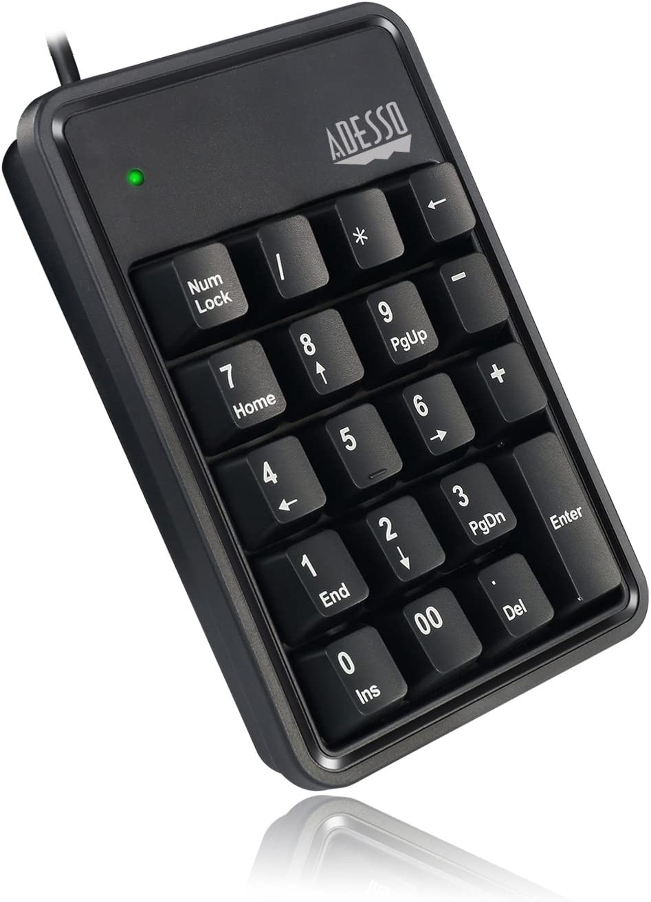 Adesso AKB-600HB 19-Key Mechanical Keypad with 3-Port USB Hub - Dealtargets.com