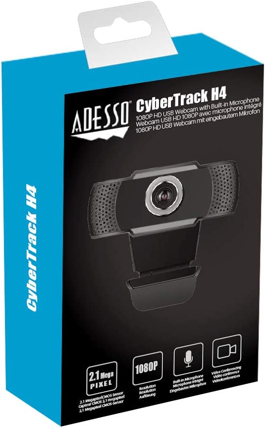 Adesso CyberTrack H4 Webcam 1080P HD USB Webcam with Built-in Microphone, Black - Dealtargets.com