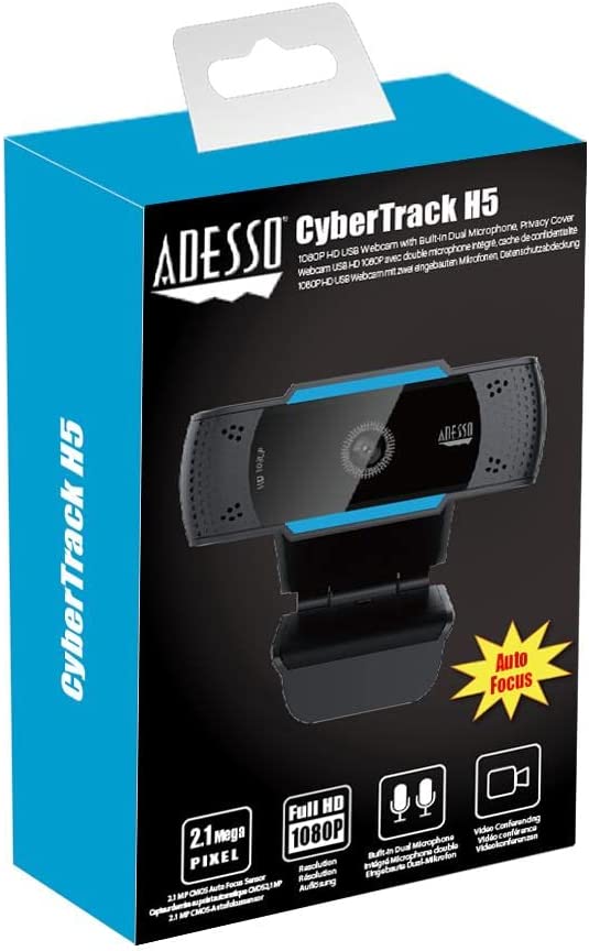 Adesso CyberTrack H5 1080p HD USB Auto Focus Webcam with Built-in Dual Microphone - Dealtargets.com