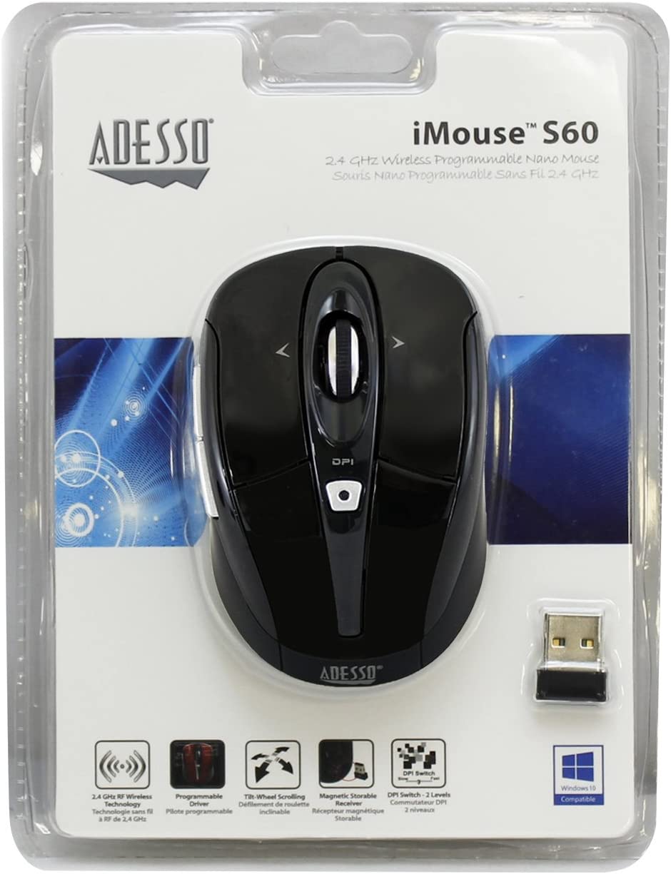 Adesso Ergonomic iMouse S60B - Wireless Optical Mouse - Dealtargets.com