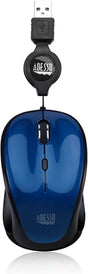Adesso Ergonomic iMouse S8 - Retractable Optical USB Mouse (Blue) - Dealtargets.com