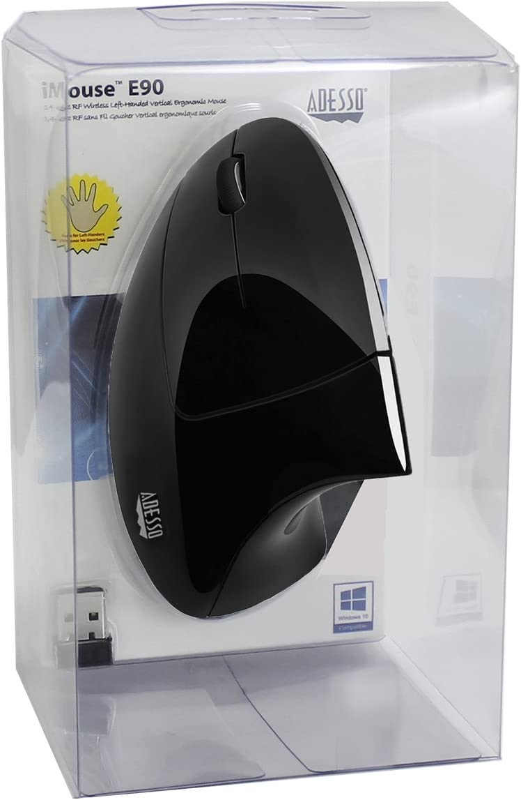 Adesso iMouse E90 - Wireless Left-Handed Vertical Ergonomic Mouse - Dealtargets.com