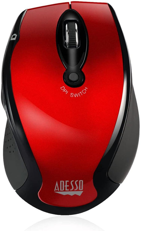 Adesso iMouse M20R – Wireless Ergonomic Optical Mouse, Red - Dealtargets.com