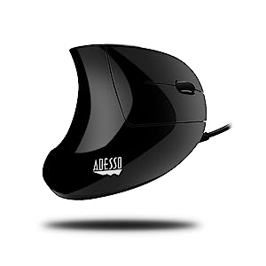 Adesso iMouseE1 - Vertical Ergonomic Illuminated Optical 6-Button USB Mouse - Right Hand Orientation, Black - Dealtargets.com