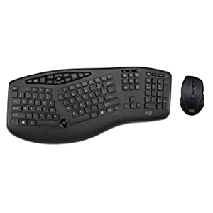 Adesso Truform Media 1600 (WKB-1600CB) 2.4GHz RF Wireless Ergonomic Keyboard and Optical Mouse , Multi-Media Keys and Adjustable DPI Mouse 5 Million Keystrokes Black - Dealtargets.com